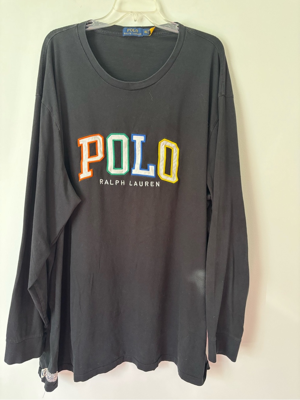 Polo by Ralph Lauren Men’s Black Long-Sleeve Crew Neck Logo Tee Size 4Xl T